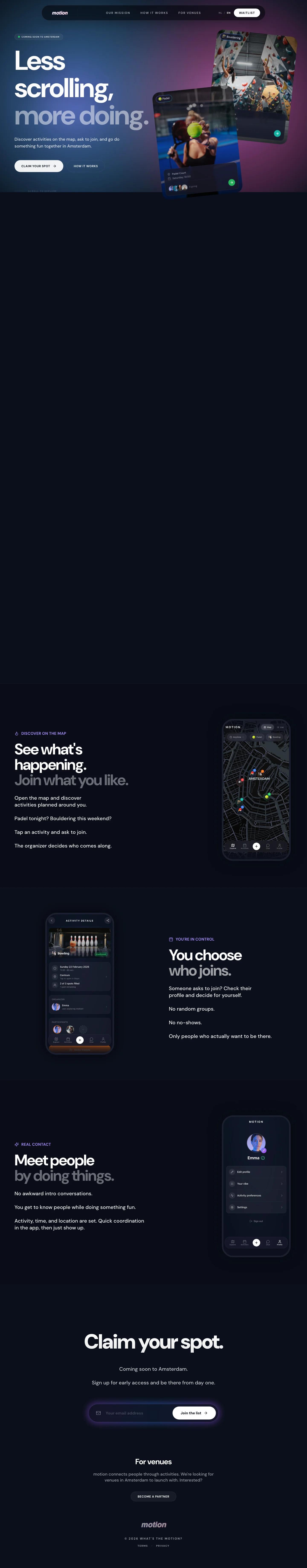 Screenshot van Motion - Volwaardige app-case: van idee naar werkende productervaring met AI als versneller in het bouwproces.